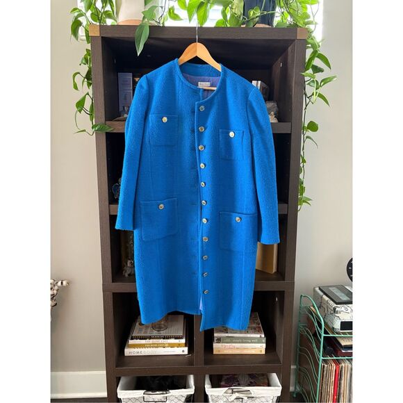 Vintage Manuela Fumagalli Blue Italian Pea Coat Size Large - Picture 1 of 7